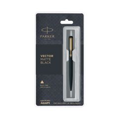 Parker Vector Matte Black Ball Pen Gold Trim