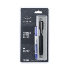 Parker Vector Matte Black Roller Ball Pen Chrome Trim