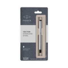 Parker Vector Stainless Steel Fountain Pen Fine Nib Chrome Trim