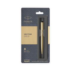 Parker Vector Chrome Trimor Stainless Steel Gold Ball Pen