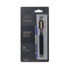 Parker Vector Matte Black Gold Trim Roller Ball Pen