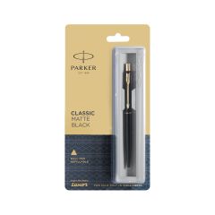 Parker Classic Matte Black Gold Trim Ball Pen