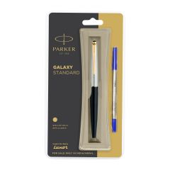 Parker Galaxy Standard Gold Trim Roller Ball Pen Black Body Color