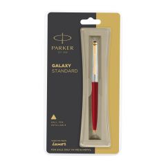 Parker Galaxy Standard Gold Trim Ball Pen Red Body Color