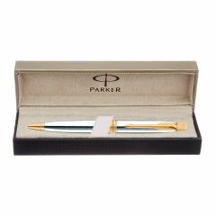 Parker Aster Shiny Chrome Gold Trim Ball Pen