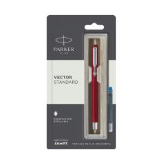 Parker Vector Standard Fountain Pen Fine Tip With 1  Ink Cartridge Red Body Color