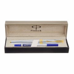 Parker Aster Shiny Chrome Gold Trim Roller Ball Pen