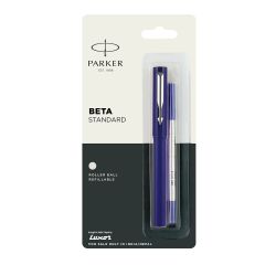 Parker Beta Standard Roller Ball Pen Chrome Trim Light Blue Body Color