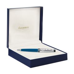 Waterman Expert Deluxe Blue Chrome Trim  Ball Pen