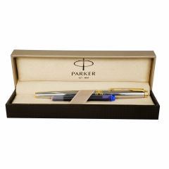 Parker Aster Shiny Chrome Gold Trim Fountain Pen