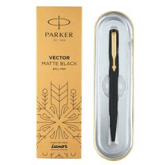 Parker Vector Matte Black Ball Pen Gold Trim