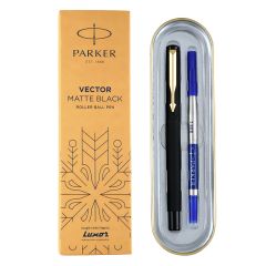 Parker Vector Matte Black Roller Ball Pen Gold Trim