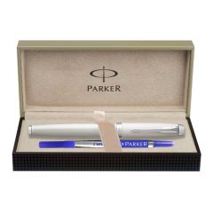 Parker IM White Chrome Trim Roller Ball Pen