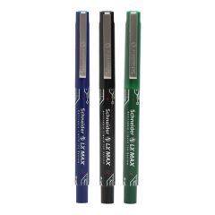 Luxor LX-Max Needle Tip Pens, Pack of 3 - Blue, Black, Green, Ideal for Varied Writing Tasks