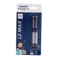 Luxor LX-Max Cone Tip Pens, Pack of 2 - Blue, Perfect for School & Office Tasks